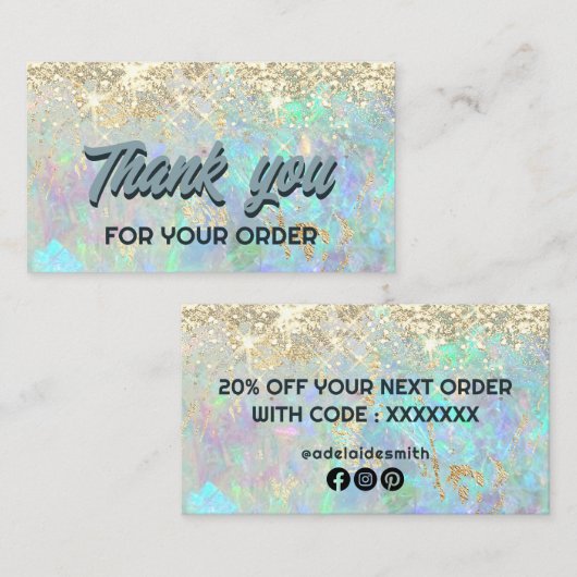 gesimuleerde glitter opal dank u visitekaartje (Voorkant / Achterkant)