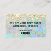 gesimuleerde glitter opal dank u visitekaartje (Achterkant)