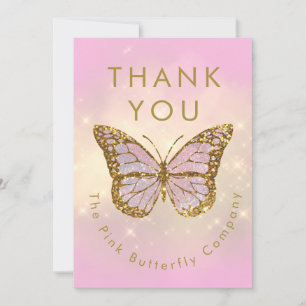 gesimuleerde glitter vlinder dank u kaart