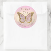 gesimuleerde glitter vlinder dank u ronde sticker (Tas)