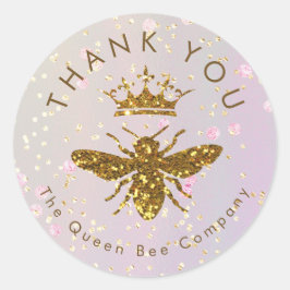gesimuleerde glitterbij bedankt ronde sticker