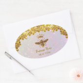 gesimuleerde glitterbij ovale sticker (Envelop)