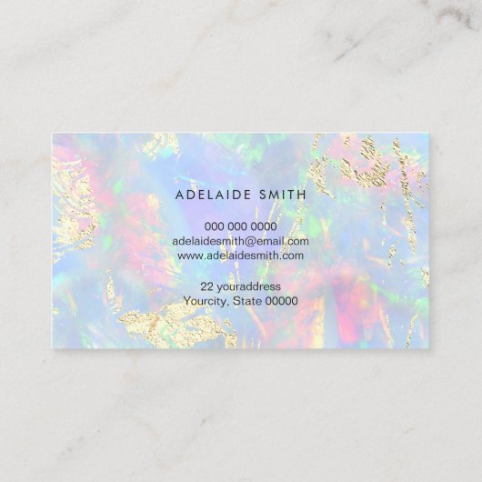 Gesimuleerde glitterdetails op pastelopaal visitekaartje (Achterkant)