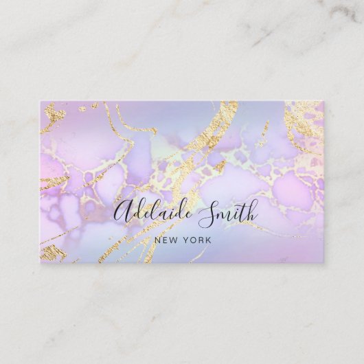 gesimuleerde glittergegevens over paarse marmer visitekaartje (Voorkant)