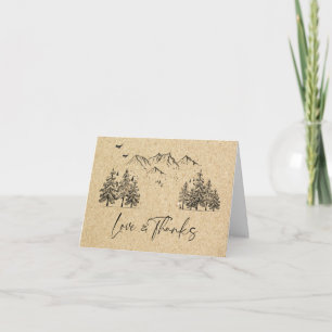 Gesimuleerde Kraft Paper Forest Mountains Weddensc Bedankkaart