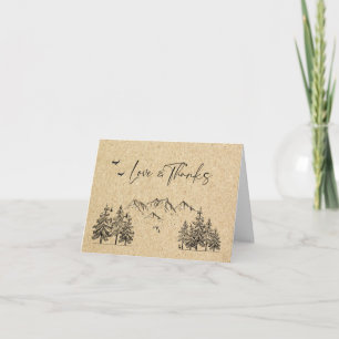 Gesimuleerde Kraft Paper Forest Mountains Weddensc Bedankkaart