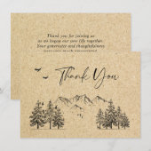 Gesimuleerde Kraft Paper Hand Drawn Mountains Wedu Bedankkaart (Voorkant / Achterkant)