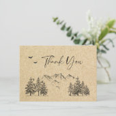 Gesimuleerde Kraft Paper Hand Drawn Mountains Wedu Bedankkaart (Staand voorkant)