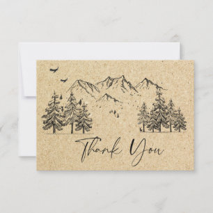Gesimuleerde Kraft Paper Hand Drawn Mountains Wedu Bedankkaart