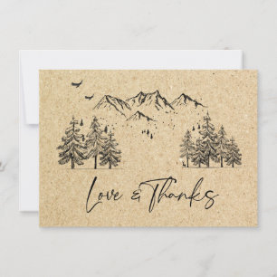 Gesimuleerde Kraft Paper Hand Drawn Mountains Wedu Bedankkaart