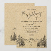 Gesimuleerde Kraft Paper Hand Drawn Mountains Wedu Kaart (Voorkant / Achterkant)