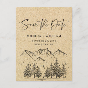 Gesimuleerde Kraft Paper Mountain Save the Date Briefkaart