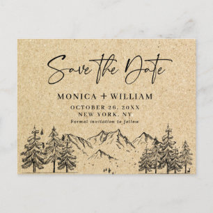 Gesimuleerde Kraft Paper Mountain Save the Date Briefkaart