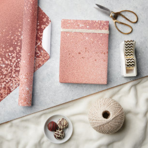 Gesimuleerde Roos goudolie en glittertextuur Cadeaupapier