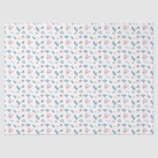 Gesketchte Botanische Kerst Weefsel Papier (Voorkant)