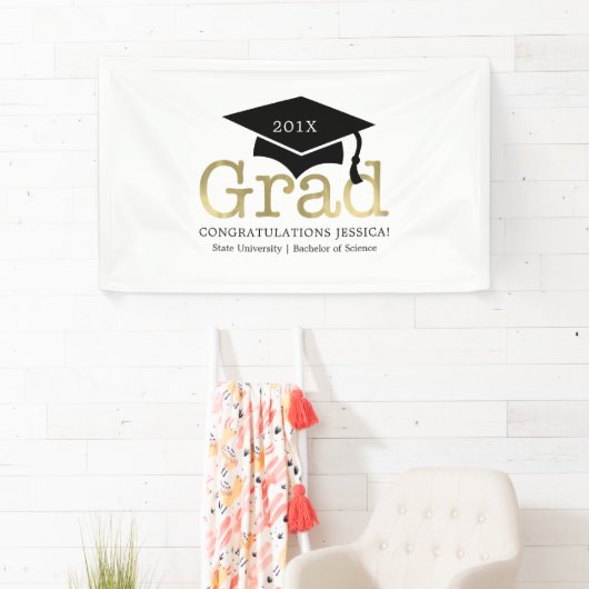 Geslaagd Cap "Gefeliciteerd Afstuderen" Spandoek (Insitu)