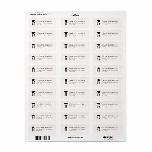 Geslaagd Cap Gefeliciteerd Pink Bow Etiket (Full Sheet)