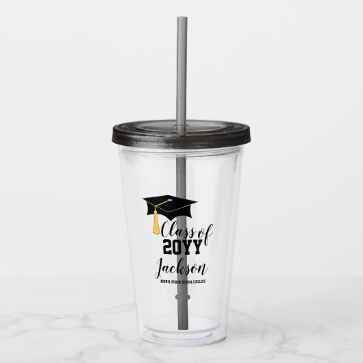 Geslaagd Cap met Tassel Klasse van 2024 Acryl Drinkbeker (Voorkant)