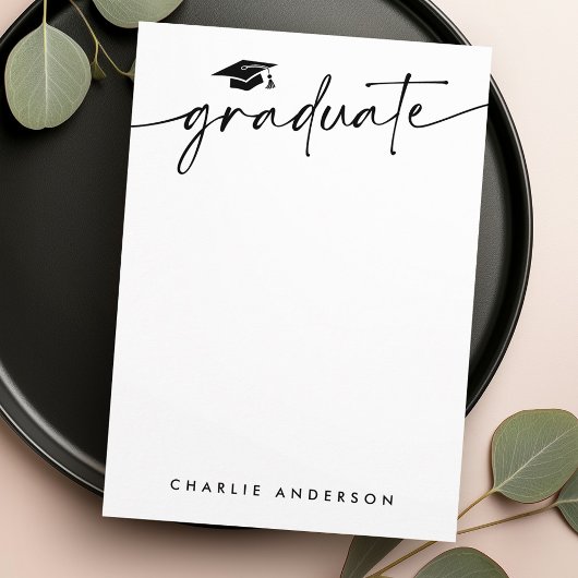 Geslaagd cap modern script blanco afstuderen notitiekaartje