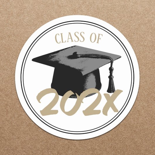 Geslaagd Cap Plain Class van 2024 Ronde Sticker
