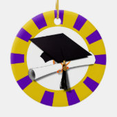 Geslaagd Cap w/Diploma - Goud & Paarse Keramisch Ornament (Achterkant)