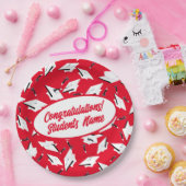 Geslaagd Caps Rood en Wit Gepersonaliseerde Partij Papieren Bordje (Feest)