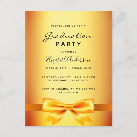 Geslaagd feest gouden uitnodiging (Voorkant)