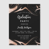 Geslaagd feest zwart roos goud modern luxe magnetische uitnodiging (Voorkant)
