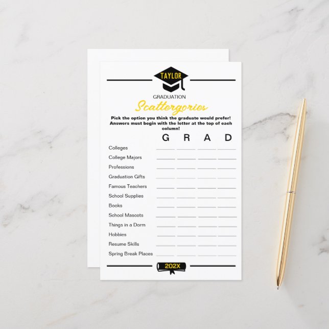 Geslaagd partij spel - Scattergories (Voorkant / Achterkant in situ)