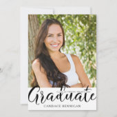 Geslaagd Party Script Afstuderen Foto Zwart Wit Kaart (Voorkant)