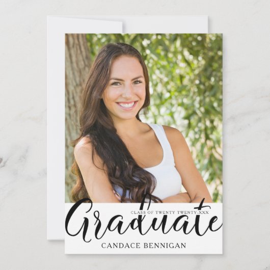 Geslaagd Party Script Afstuderen Foto Zwart Wit Kaart (Voorkant)