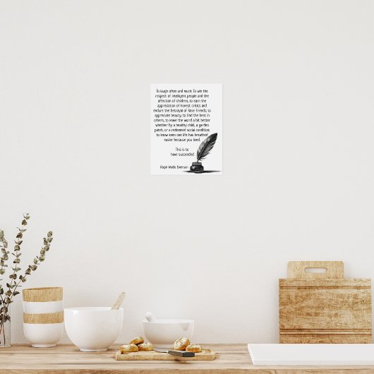 Geslaagd te zijn in het leven -- Ralph Emerson cit Poster (Keuken)
