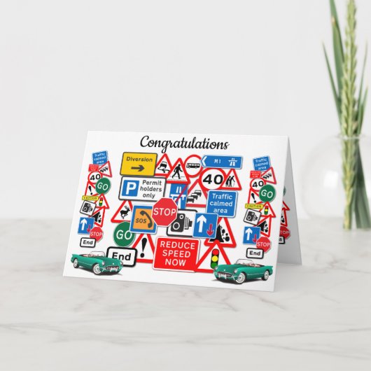 Geslaagd voor je rijexamen ~ Gefeliciteerd! Kaart (Voorkant)