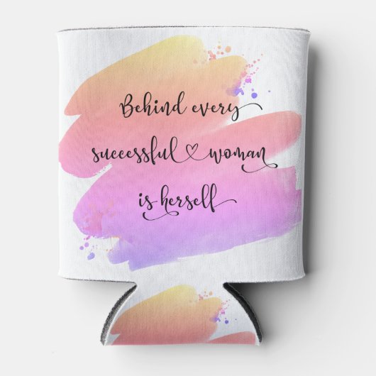 Geslaagde vrouw script roze Paarse Waterverf Blikjeskoeler (Voorkant)