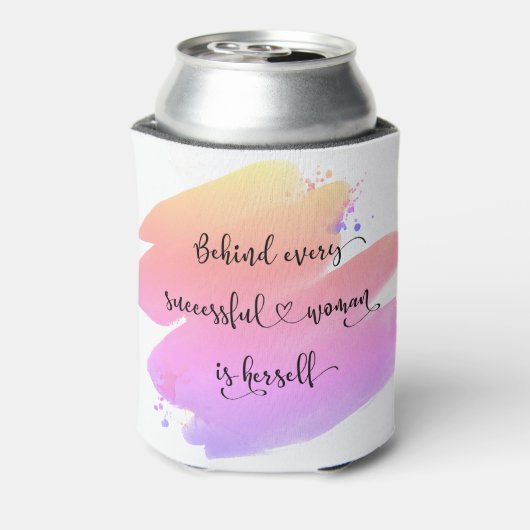 Geslaagde vrouw script roze Paarse Waterverf Blikjeskoeler (Blikje Achterkant)