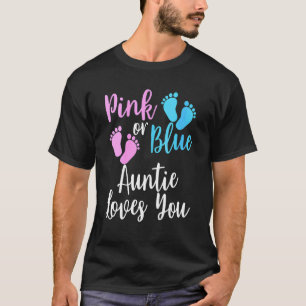 Geslacht Beluid met roze of blauwe tante houdt van T-shirt