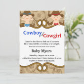 Geslacht in blauwe en rode landen onthullen uitnod kaart (Staand voorkant)