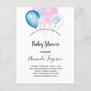 Geslacht laat baby shower blauw roze meisje zien uitnodiging briefkaart