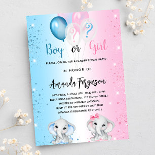 Geslacht laat baby shower blauw roze meisje zien uitnodiging briefkaart