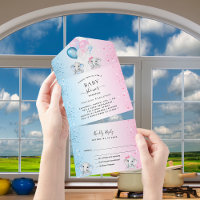 Geslacht laat baby shower blauwe roze olifanten zi