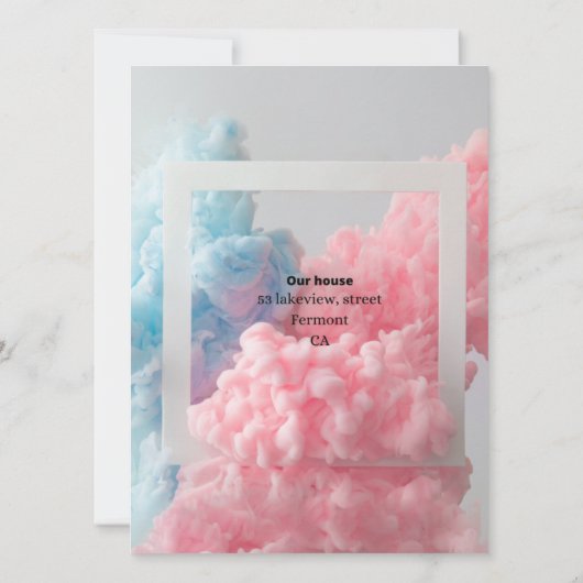 Geslacht laat roze blauwe rook zien (Achterkant)