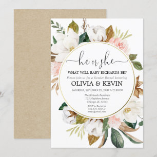 Geslacht laat roze witte florale waterverven zien kaart