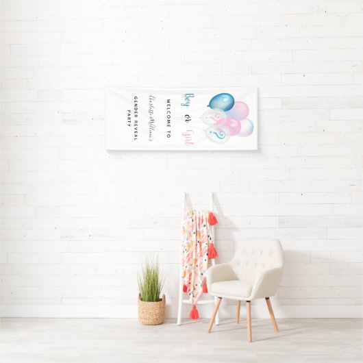 Geslacht man meisje blauw roze wit spandoek (Insitu)