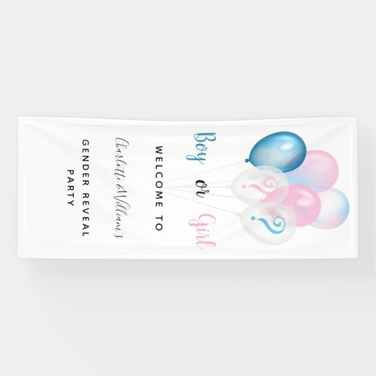 Geslacht man meisje blauw roze wit spandoek (Horizontaal)