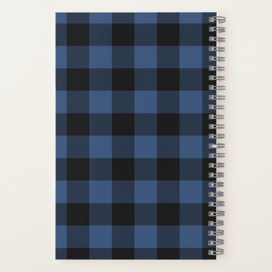 Geslacht Neutraal Blauw Buffel Check monogrammed n Notitieboek (Achterkant)