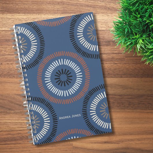 Geslacht Neutraal Blauw Monogrammed Volledige Naam Notitieboek
