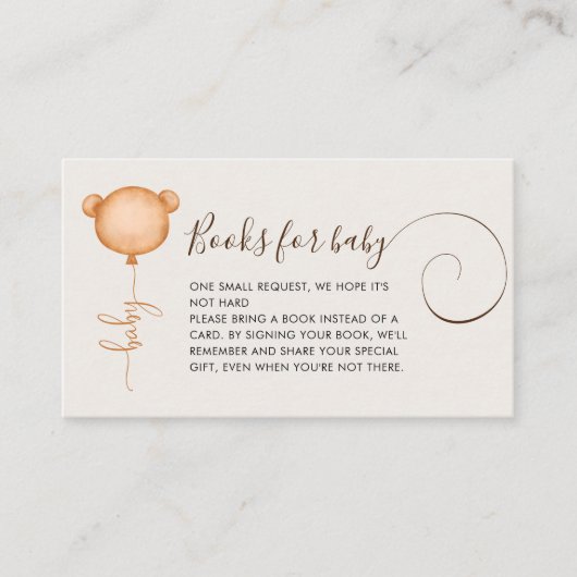 Geslacht Neutraal Book Request Balloon Baby shower Informatiekaartje (Voorkant)