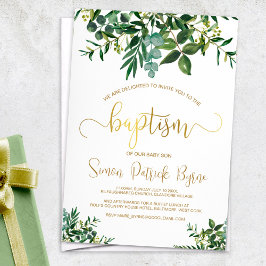 Geslacht Neutraal Doopsel Groen & Faux Gold Script Kaart