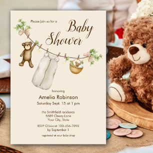 Geslacht Neutrale Aquarel Boho Baby Shower Uitnodi Kaart
