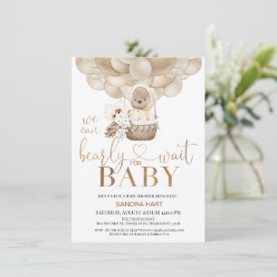 Geslacht Neutrale Boho Bearly Wait Baby shower Kaart
